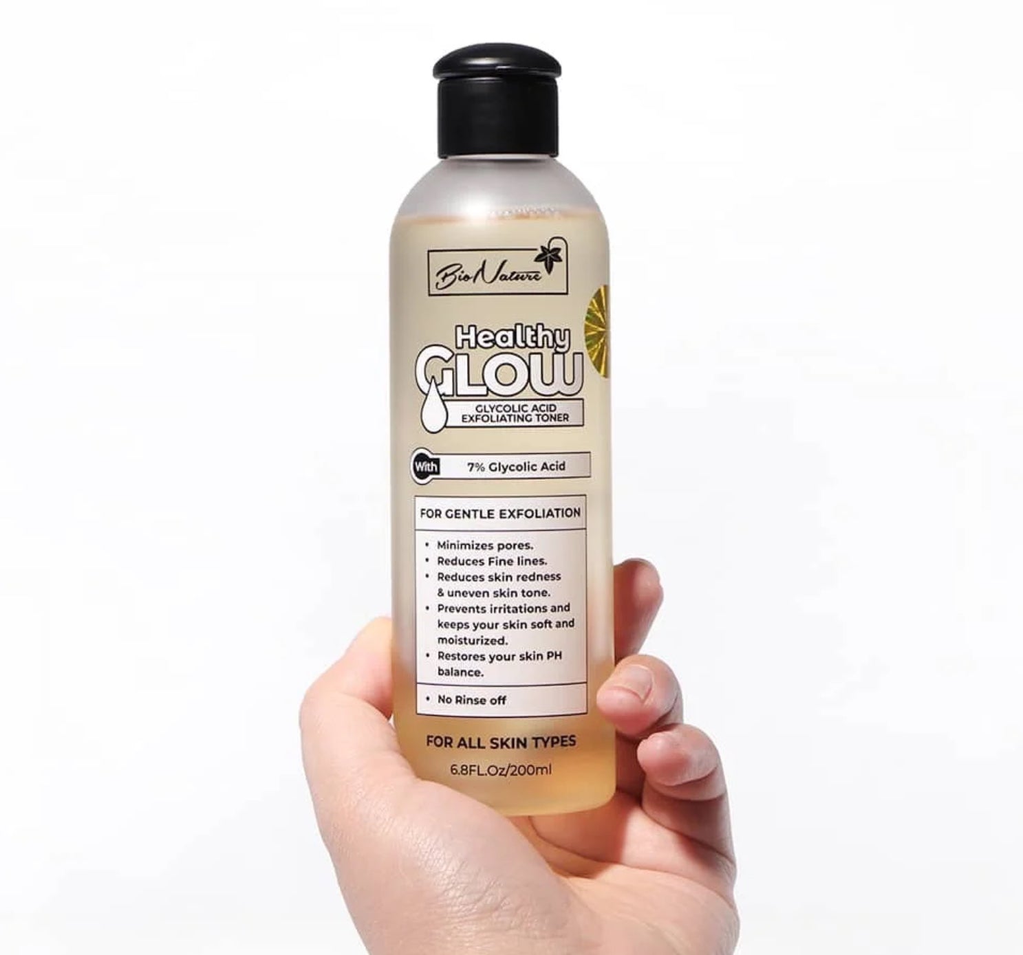 Bio nature healthy glow glycolic acid exfoliating toner