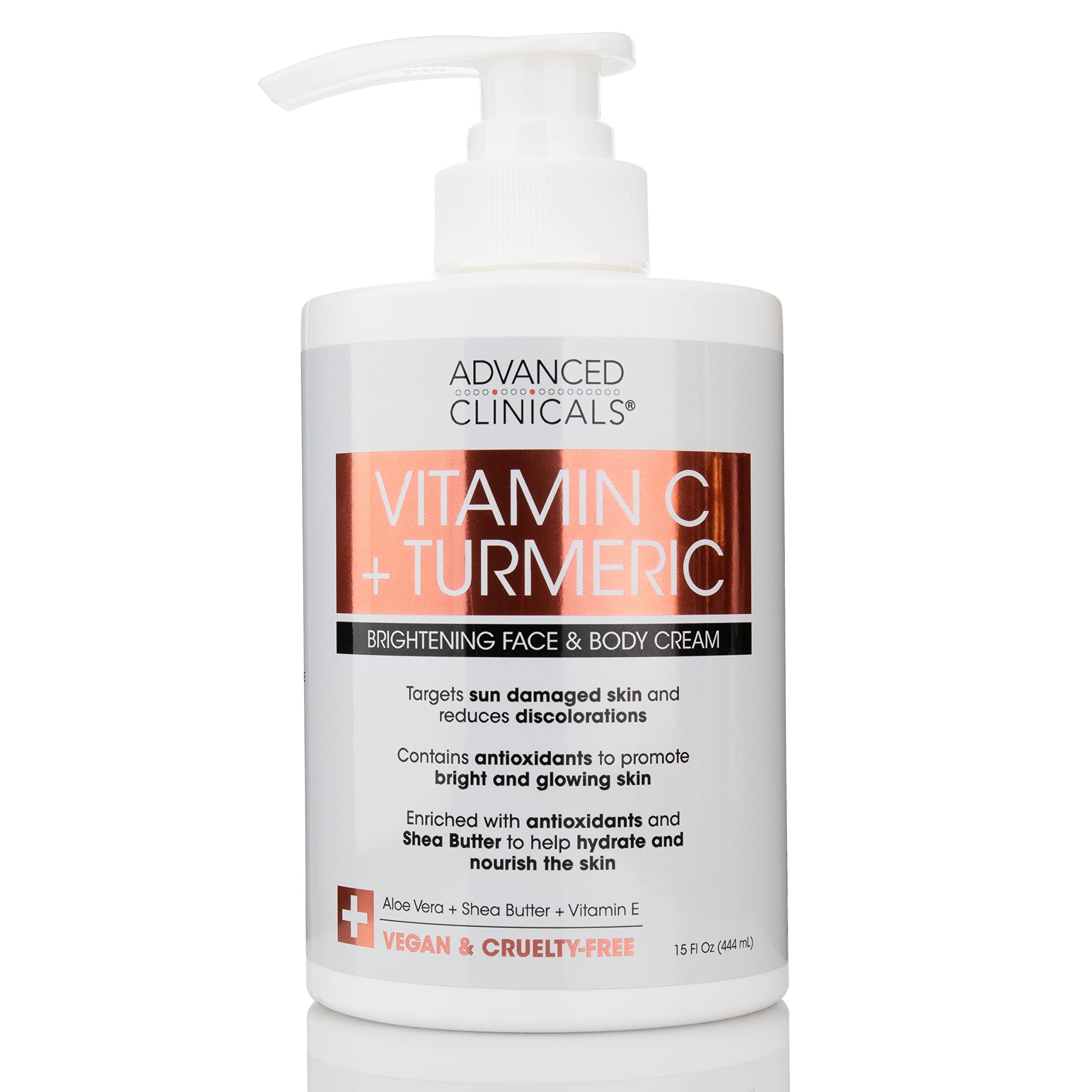 Advanced clinicals, vitamin c + tumeric brightening face and body cream 15fl oz /444ml